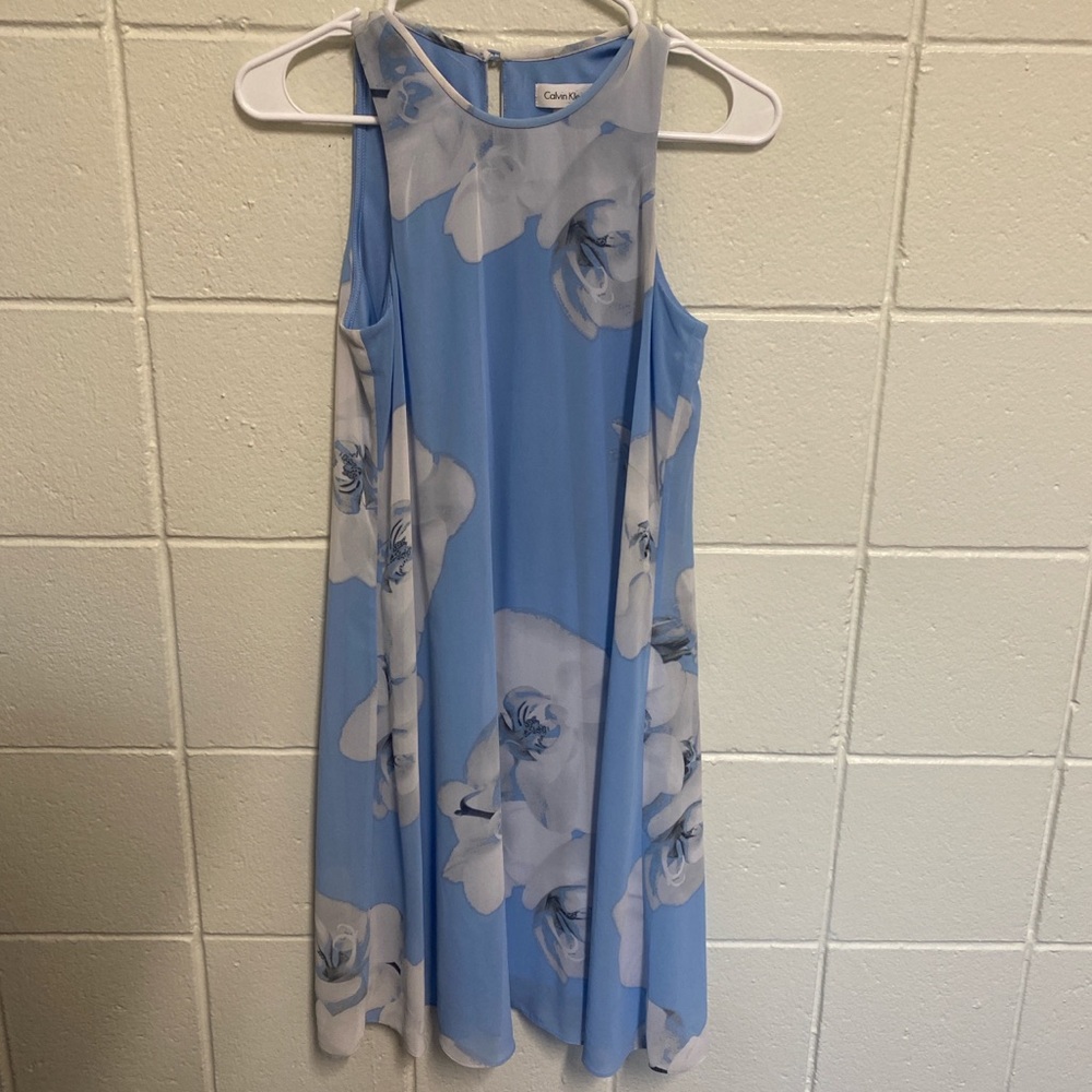 Size 2: Blue Floral Calvin Klein Dress